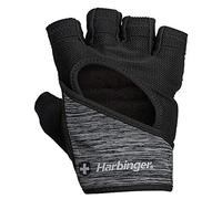 Harbinger FlexFit Women's Weight Lifting Gloves, Wash and Dry Leather, Vented StretchBack Mesh Gym Gloves, Black/Heather Grey, L