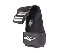 Harbinger Lifting Grips - “Un-Glove” Design for Full Finger Motion, SpiderGrip Leather, BioForm Pad for Secure Hold, Neotek Wrist Cushion, Palm Protection & Lifting Strap, Unisex, Black, S/M