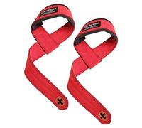 Harbinger Padded Leather Lifting Straps, Unisex, Red