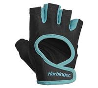 Harbinger Power 2.0 Weightlifting Gloves-Padded Leather Palm, Half-Finger, Breathable Fit, Wrist Strap, Pull Tabs-Grip & Callus Protection for Gym Training- Women's, Blue, Large