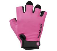 Harbinger Power 2.0 Weightlifting Gloves-Padded Leather Palm, Half-Finger, Breathable Fit, Wrist Strap, Pull Tabs-Grip & Callus Protection for Gym Training- Unisex, Pink, Small