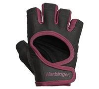 Harbinger Power 2.0 Weightlifting Gloves-Padded Leather Palm, Half-Finger, Breathable Fit, Wrist Strap, Pull Tabs-Grip & Callus Protection for Gym Training- Women's, Merlot, Large