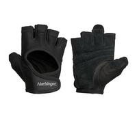 Harbinger Power 2.0 Weightlifting Gloves-Padded Leather Palm, Half-Finger, Breathable Fit, Wrist Strap, Pull Tabs-Grip & Callus Protection for Gym Training- Women's, Black, Small