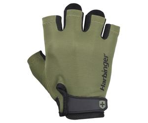 Harbinger Power 2.0 Weightlifting Gloves-Padded Leather Palm, Half-Finger, Breathable Fit, Wrist Strap, Pull Tabs-Grip & Callus Protection for Gym Training- Unisex, Green, Small