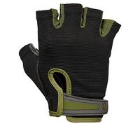 Harbinger FlexFit Men's Weight Lifting Gloves, Wash and Dry Leather, Vented StretchBack Mesh Gym Gloves, Green, S