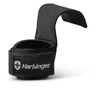 Harbinger Pro Lifting Grips - Premium Polyurethane for More Grip, Wrap-Around Design, Padded Wrist Support, Left/Right Specific, Durable Non-Slip Fitness Strap, Unisex, Black, Large