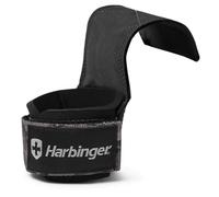 Harbinger Pro Lifting Grips - Premium Polyurethane for More Grip, Wrap-Around Design, Padded Wrist Support, Left/Right Specific, Durable Non-Slip Fitness Strap, Unisex, Black, Medium