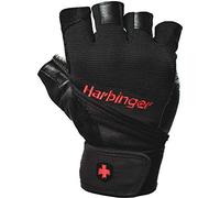 Harbinger Pro Wristwrap Gloves, Lifting gloves for those who want flexibility and breathability but need maximum wrist stability, Unisex, Small, Black/Red