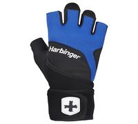 Harbinger Training Grip Wristwrap 2.0 Gloves-Heavy Lifting Gloves w/TechGel Padded Palm,Hook&Loop Wrap,4-Way Stretch,Multi-Piece Palm,Finger Pull Tabs- Unisex, Blue, Small
