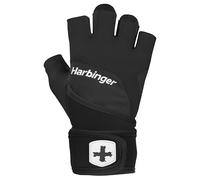 Harbinger Training Grip Wristwrap Gloves, Heavy lifting gloves for more palm protection and wrist stability, Unisex, Large,Black