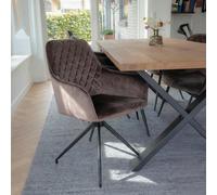 Harbo Dining Chair - Set of 2 - Light Brown - Velvet Fabric - Swivel