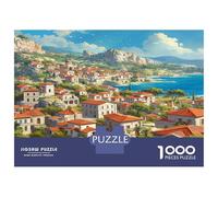 Harbor City 1000pc Jigsaw As Interlocking Puzzles Jigsaw Puzzles Coastal Red Roof Town That Are Impossible Hard Difficult Challenging for Home Decor Hobby 70x50cm/1000pcs
