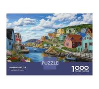 Harbor City 1000pc Jigsaw with Perfect Snap Fit Colourful Jigsaws Coastal Colorful Town for An After-school Puzzle Activity for Children And Parents 38x26cm/1000pcs