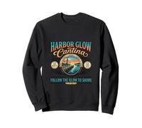 Harbor Glow Cantina Coastal Night Scene Design Sweatshirt