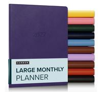Harbor Large Monthly Planner 2027, Calendar Planner and Notebook, Durable Faux Leather, 14 Months, 96 Pages, Softcover & Lightweight - Key West Dark Purple - 9.75x7.5"