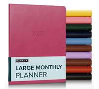 Harbor Large Monthly Planner 2027, Calendar Planner and Notebook, Durable Faux Leather, 14 Months, 96 Pages, Softcover & Lightweight - Cambridge Orchid Flower - 9.75x7.5"