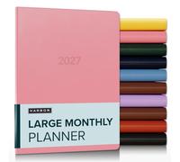 Harbor Large Monthly Planner 2027, Calendar Planner and Notebook, Durable Faux Leather, 14 Months, 96 Pages, Softcover & Lightweight - Cambridge Flamingo - 9.75x7.5"