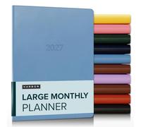 Harbor Large Monthly Planner 2027, Calendar Planner and Notebook, Durable Faux Leather, 14 Months, 96 Pages, Softcover & Lightweight - Cambridge Reef Blue - 9.75x7.5"