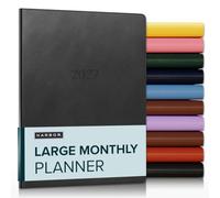 Harbor Large Monthly Planner 2027, Calendar Planner and Notebook, Durable Faux Leather, 14 Months, 96 Pages, Softcover & Lightweight - Cambridge Black - 9.75x7.5"