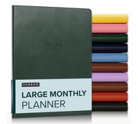 Harbor Large Monthly Planner 2027, Calendar Planner and Notebook, Durable Faux Leather, 14 Months, 96 Pages, Softcover & Lightweight - Leida Pine - 9.75x7.5"