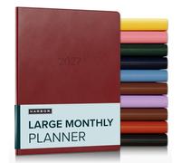 Harbor Large Monthly Planner 2027, Calendar Planner and Notebook, Durable Faux Leather, 14 Months, 96 Pages, Softcover & Lightweight - Cambridge Red - 9.75x7.5"