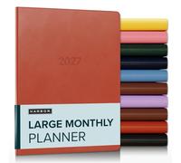 Harbor Large Monthly Planner 2027, Calendar Planner and Notebook, Durable Faux Leather, 14 Months, 96 Pages, Softcover & Lightweight - Cambridge Burnt Orange - 9.75x7.5"