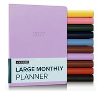 Harbor Large Monthly Planner 2027, Calendar Planner and Notebook, Durable Faux Leather, 14 Months, 96 Pages, Softcover & Lightweight - Cambridge Lavender - 9.75x7.5"