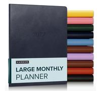 Harbor Large Monthly Planner 2027, Calendar Planner and Notebook, Durable Faux Leather, 14 Months, 96 Pages, Softcover & Lightweight - Leida Navy - 9.75x7.5"