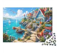 Harbor Lighthouse Cottage Jigsaw Puzzle, 1000 Pcs For Adults