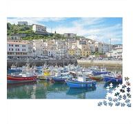 Harbor Scenery 1000 Piece Jigsaw Puzzle Paper Puzzle Game for Adults Colourful Fishing Boats Relaxation Focus 38x26cm/1000pcs