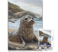 Harbor Seal Pup on The Beach Puzzle for Teenagers 1000 Pieces Learning through Play Experience Heartfelt Special Occasion Gift Size 50x75cm