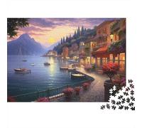 Harbor Sunset-Seaside Town,Rätsel Für Erwachsene 1000pcs (75x50cm),Herausforderungsspiele