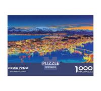 Harbor Town Jigsaw Puzzles Puzzles for Adults Kids. 1000 Piece Mountain Water Reflection Great Gifts Challenge Toy Educational Games Home Decoration for Educational Games Gifts 38x26cm/1000pcs