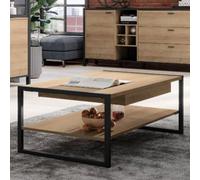 harbor wooden coffee table with undershelf in matt black and oak