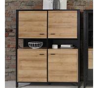 harbor wooden highboard with 4 doors in matt black and oak