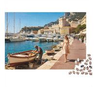 Harbor Yachts Jigsaw Puzzles 1000 Pieces Recycled Material Mediterranean Port Puzzles for Elderly Relieve Senile Dementia Fun Family Game Activity Home 38x26cm/1000pcs