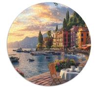 Harbour 1000 Piece Cafe Round Jigsaw Puzzles What Happens Next Educational Games for Adults And Kids 1000pcs (67.5x67.5cm)