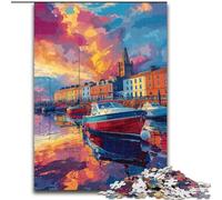 Harbour at Sunset 1000 Pieces Jigsaw Puzzle For Adults Teens, Challenging Game And Family Play Parent-child Interaction (50x75cm)