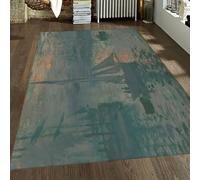 Harbour Boats at Dawn Extra Large Rugs 80x150cm for Living Room 80x150cm Teal Blue & Orange Washable Carpet Rugs with Rubber Backing Non Slip Kids Carpets for Bedroom Playroom Nursery Dining Room
