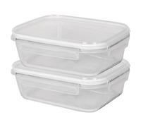 Harbour Housewares 1.5 Litre Glass Food Storage Containers With White Lids - 2X Large Reusable Airtight Meal Prep Tubs Microwave And Freezer Safe