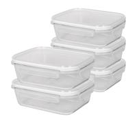 Harbour Housewares 1.5L Glass Food Storage Containers - Airtight Meal Prep Tubs - 5 Pack in White Harbour Housewares White