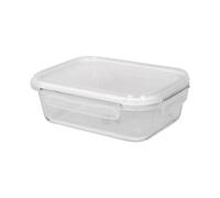 Harbour Housewares 1 Litre Glass Food Storage Container with Lid - Clear/White - 1x Large Reusable Airtight Meal Prep Lunch Box Takeaway Cereal Pantry Tubs Set | Safe for Freezer and Microwave