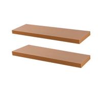 Harbour Housewares 100Cm Floating Wall Shelves- Brown - Photo Gallery Bookshelf Wall Shelves For Storage & Display - Set Of 2