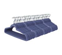 Harbour Housewares Velvet Hangers - 45cm - 100x - Blue Non-Slip Coat Hangers with Trouser Bar Clothes Bar 360 Degree Swivel Hook Wardrobe Organiser for Suit & Shirt, Trouser