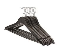 Harbour Housewares 10x Strong Wooden Coat Hangers with 360 Degree Rotatory Hook in Black | Size: 10 Pack Harbour Housewares Black 10 Pack