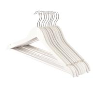 Harbour Housewares 10x Strong Wooden Coat Hangers with 360 Degree Rotatory Hook in White | Size: 10 Pack Harbour Housewares White 10 Pack