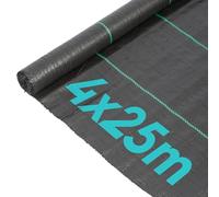 Harbour Housewares 110gsm Weed Control Membrane - 2 Rolls of 2M by 25M each - Black Heavy Duty Weed Control Fabric Barrier Ground Cover for Garden, Patios, Flower Beds, Landscaping