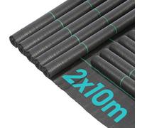 Harbour Housewares 110Gsm Weed Control Membrane - 2M X 100M (10 Rolls) Heavy Duty Weed Control Fabric Barrier Ground Cover