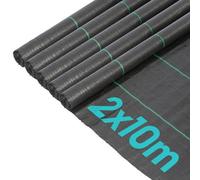 Harbour Housewares 110Gsm Weed Control Membrane - 2M X 50M (5 Rolls) Heavy Duty Weed Control Fabric Barrier Ground Cover