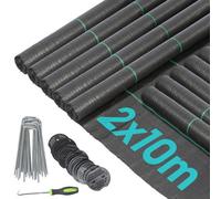 Harbour Housewares 110Gsm Weed Control Membrane Set - 2M X 100M Coverage (10 Rolls) Heavy Duty Weed Control Fabric Barrier Cover